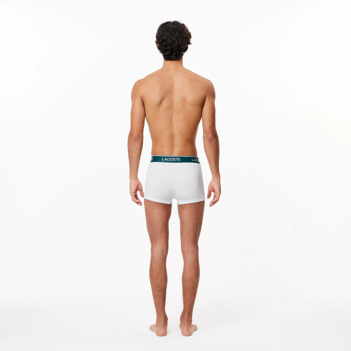 CUECA LACOSTE PACK COM 3 CUECAS TRUNKS BRANCA