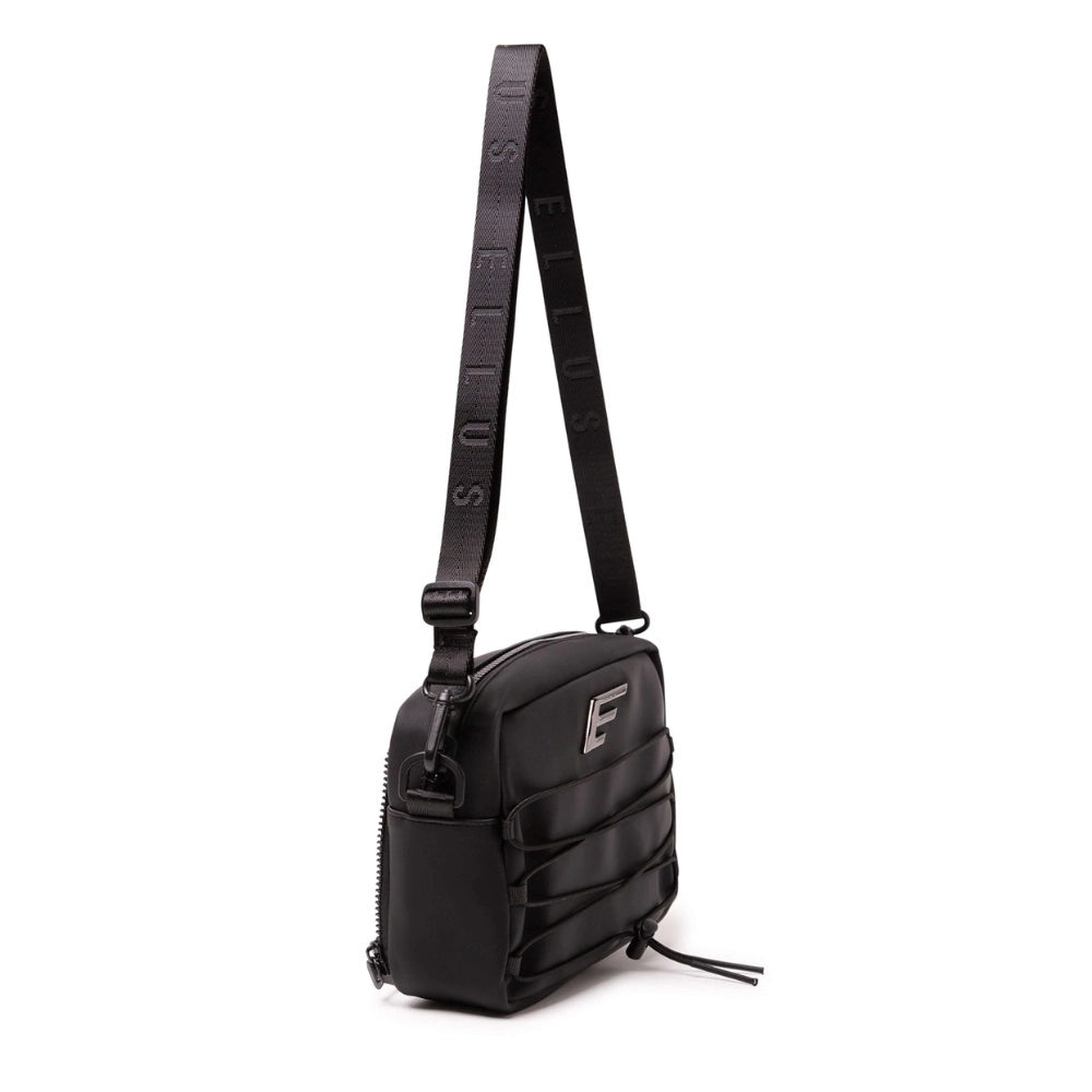 POCHETE ELLUS BELT BAG NYLON RUBBER DETAILS SHOUDER BAG PRETO