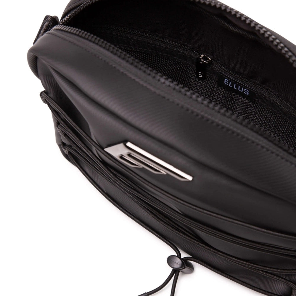 POCHETE ELLUS BELT BAG NYLON RUBBER DETAILS SHOUDER BAG PRETO