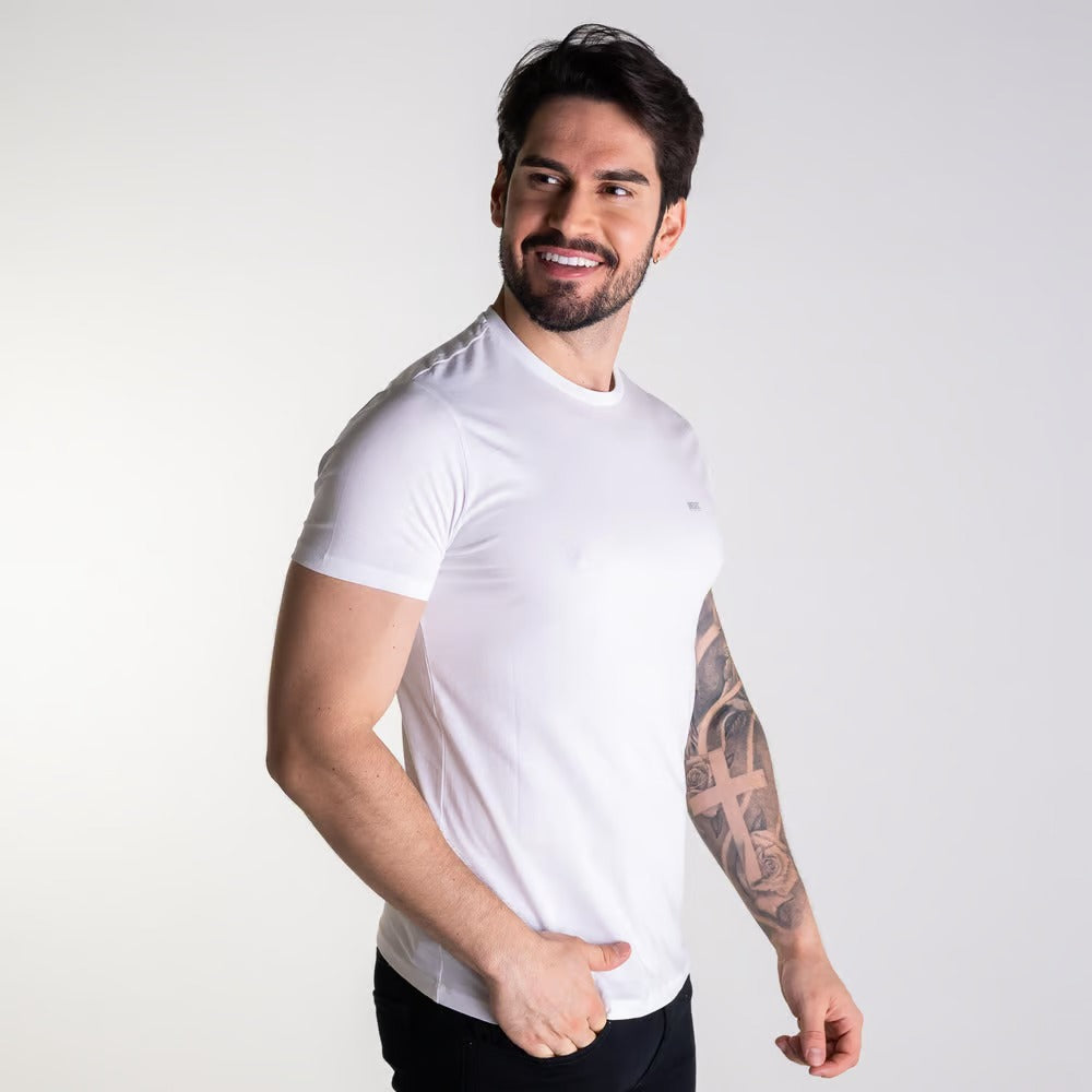 KIT DIESEL COM 3 CAMISETAS PRETA/CINZA E BRANCA