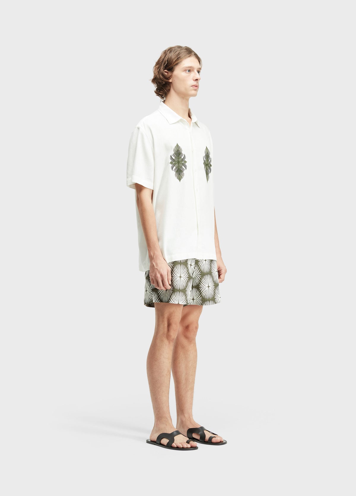 CAMISA OSKLEN MASCULINA LINEN LEAF EMBROIDERY