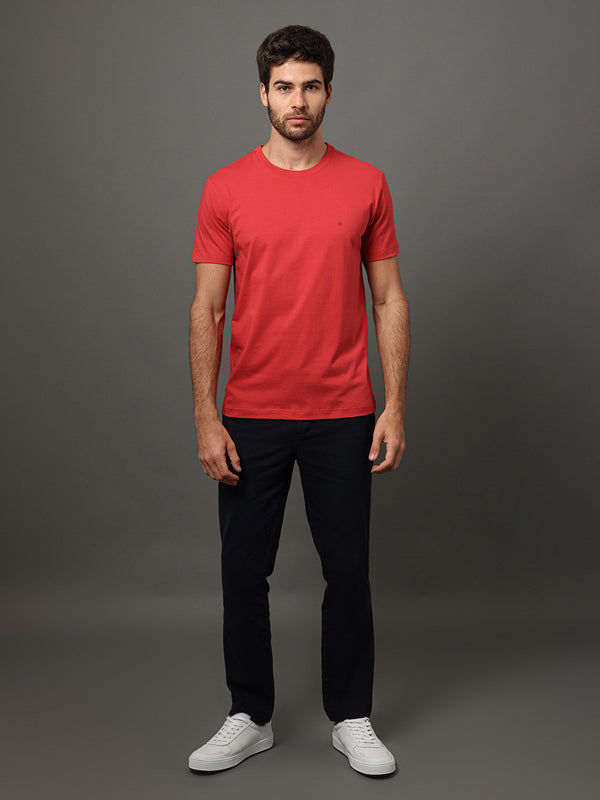 CAMISETA  MASCULINA CALVIN KLEIN MEIA MALHA VERMELHO