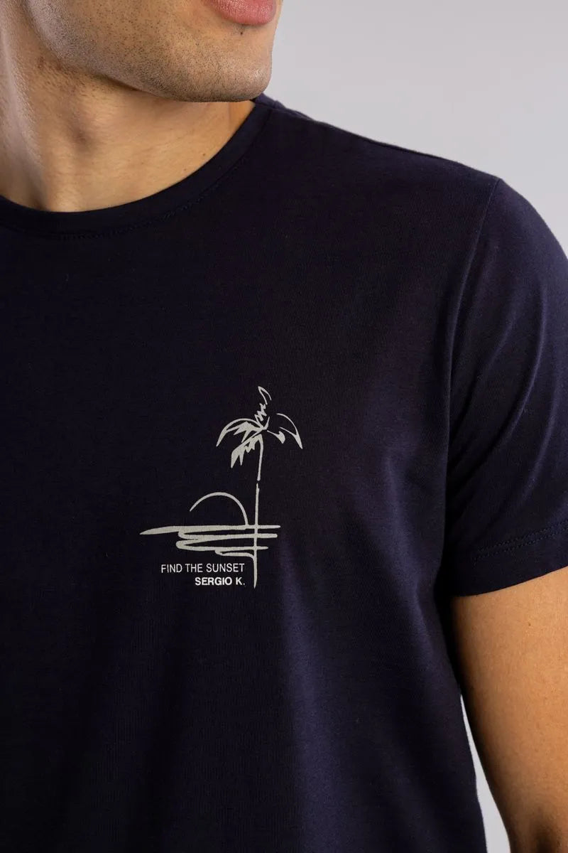 CAMISETA SERGIO K FIND THE SUNSET MARINHO