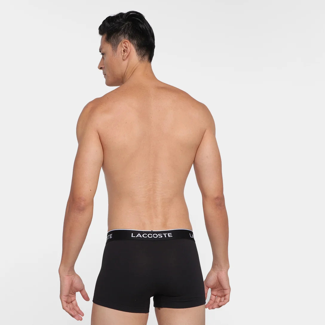 CUECA LACOSTE PACK COM 3 CUECAS TRUNKS PRETO