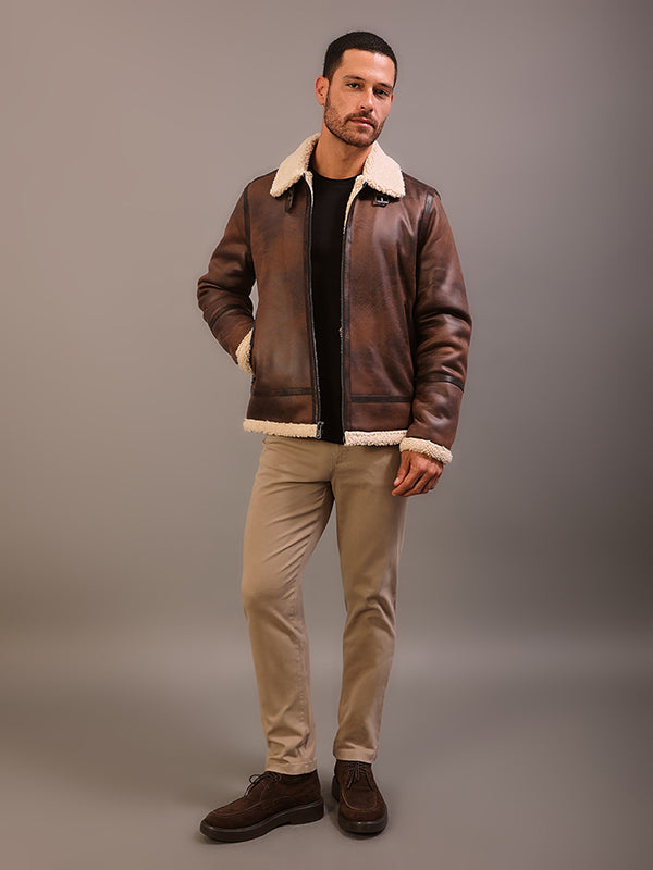 JAQUETA CALVIN KLEIN EM  FAKE SUEDE COM PELO
