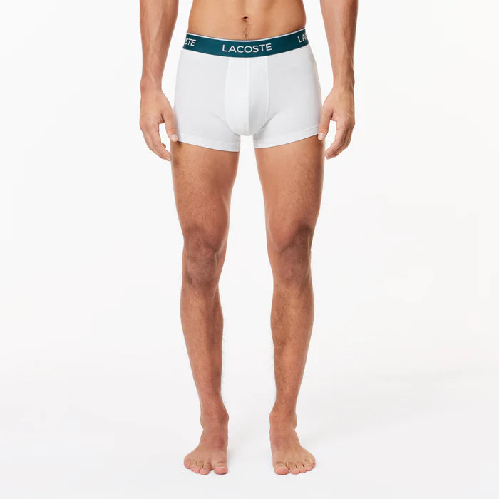 CUECA LACOSTE PACK COM 3 CUECAS TRUNKS BRANCA