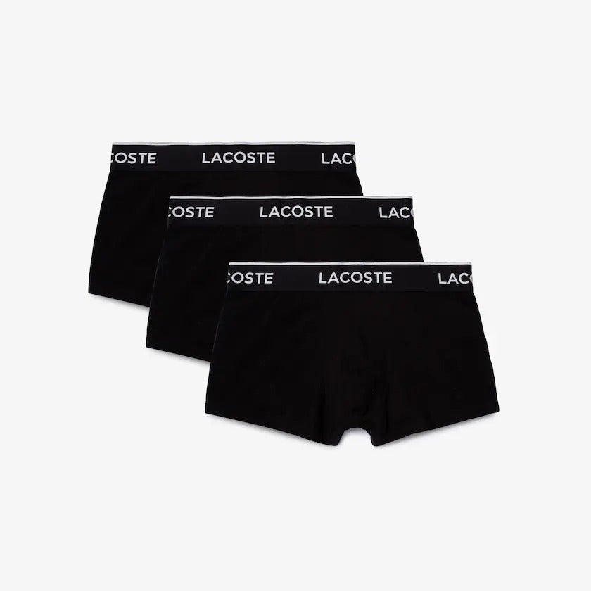 CUECA LACOSTE PACK COM 3 CUECAS TRUNKS PRETO