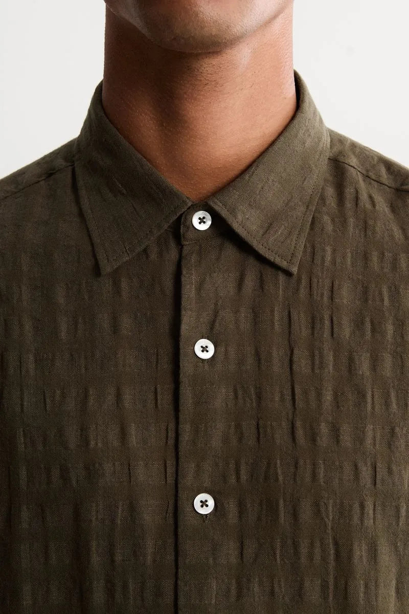 CAMISA LINHO FOXTON MASCULINA LINHO HAVANA DARK