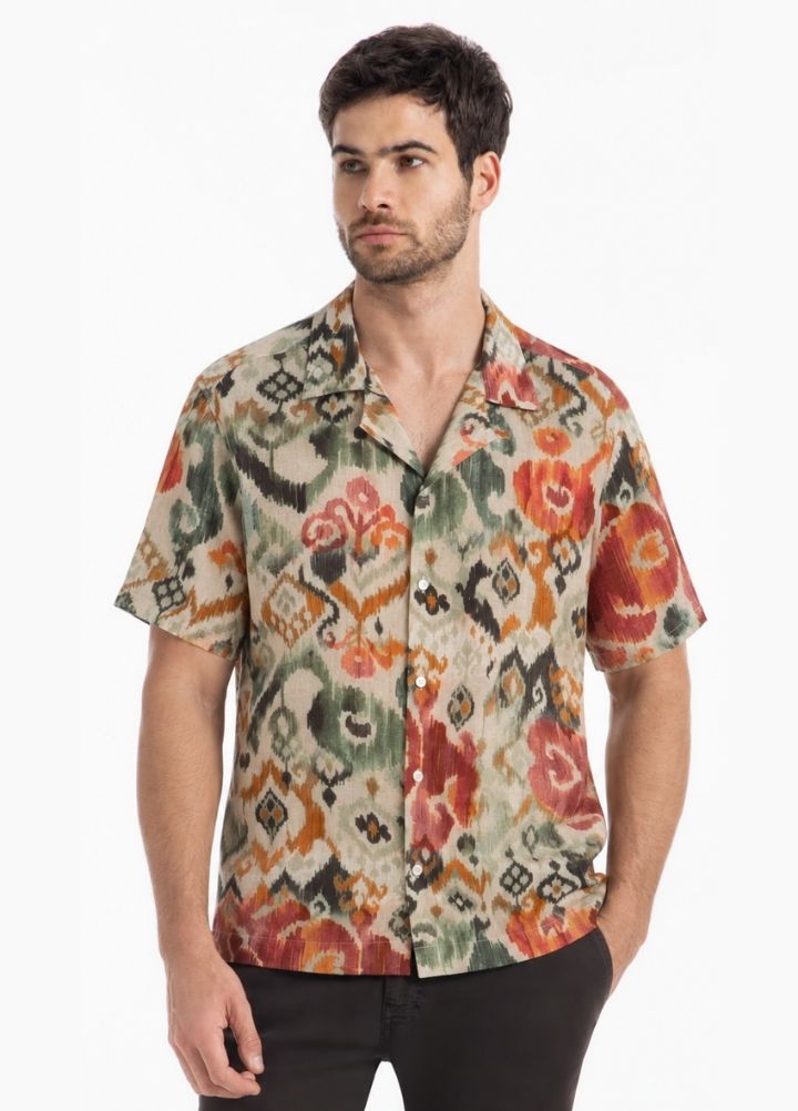 CAMISA ELLUS LINEN IKAT WATER AMERICAN