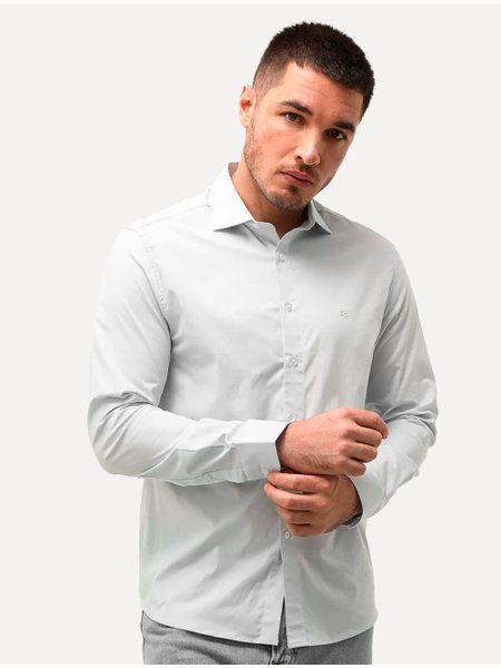 CAMISA ELLUS TRICOLINE LY SLIM ITALIAN CINZA