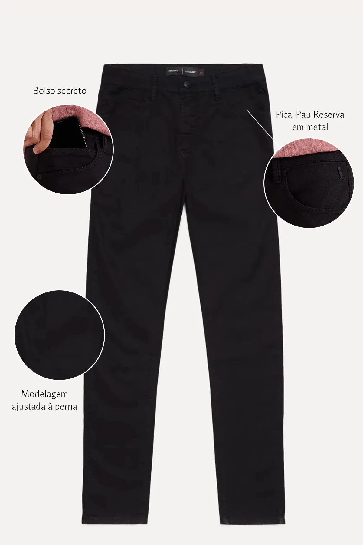 CALÇA RESERVA CONTÍNUA SKINNY COLOR - PRETO