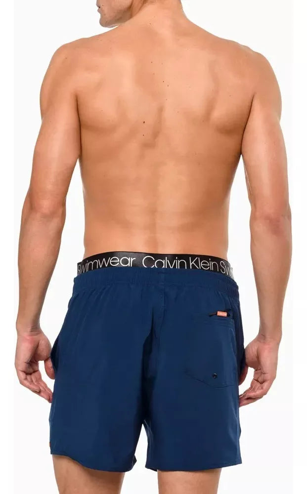 SHORTS SWIM CALVIN KLEIN COS COM ELASTICO INDIGO AZUL