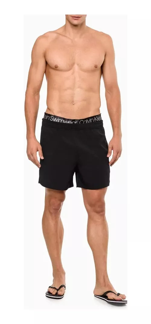 SHORTS SWIM CALVIN KLEIN COS COM ELASTICO PRETO