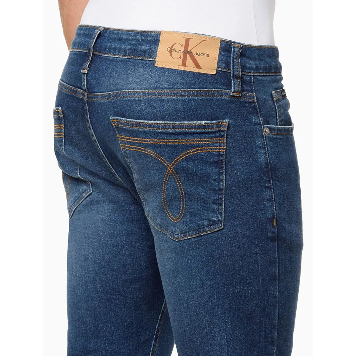 CALCA JEANS CALVIN KLEIN SKINNY FILI DUPLO MARINHO