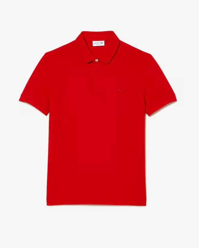 POLO LACOSTE REGULAR FIT PARIS EM PIQUÉ STRETCH -VERMELHO