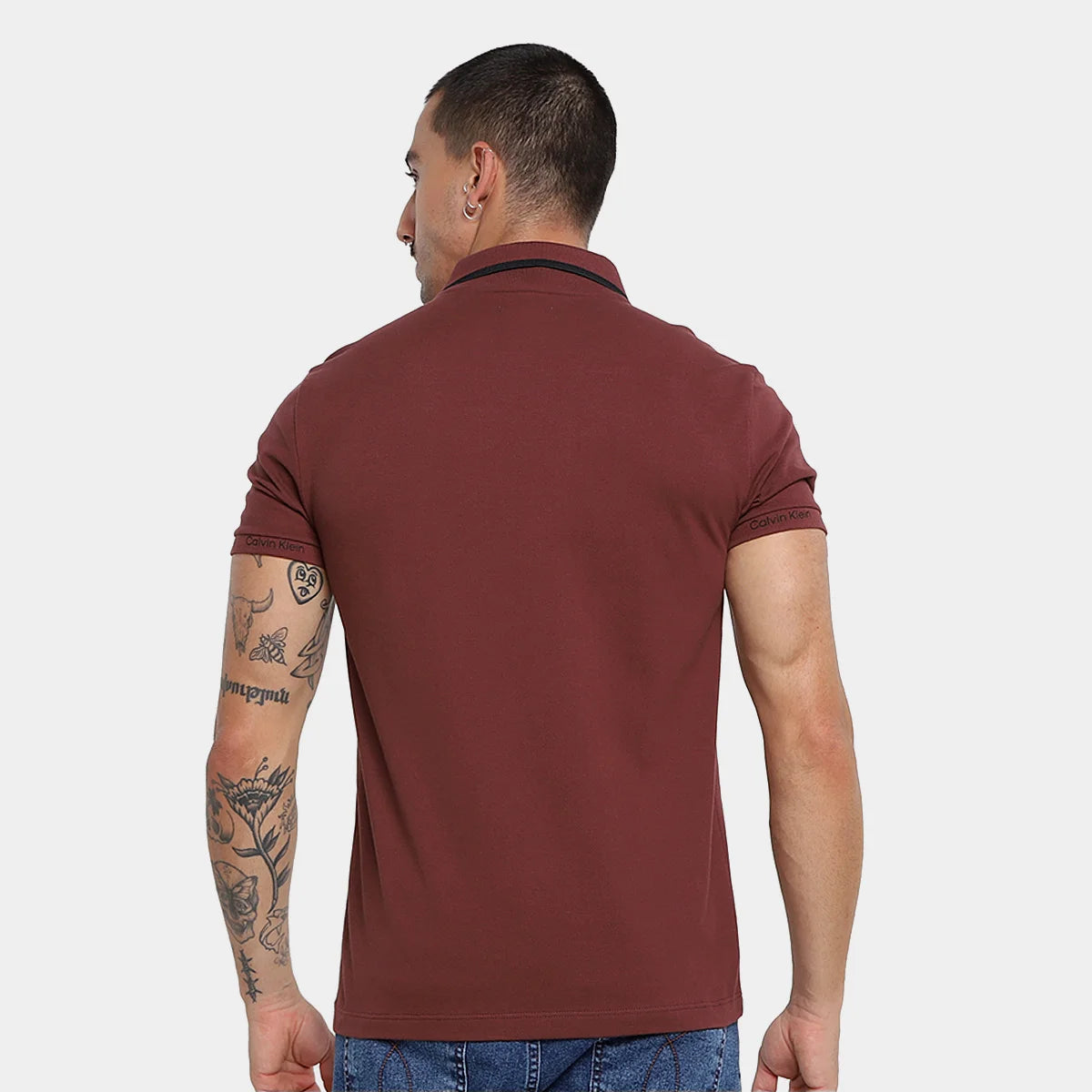 POLO CALVIN KLEIN LOGO PUNHO BORDO