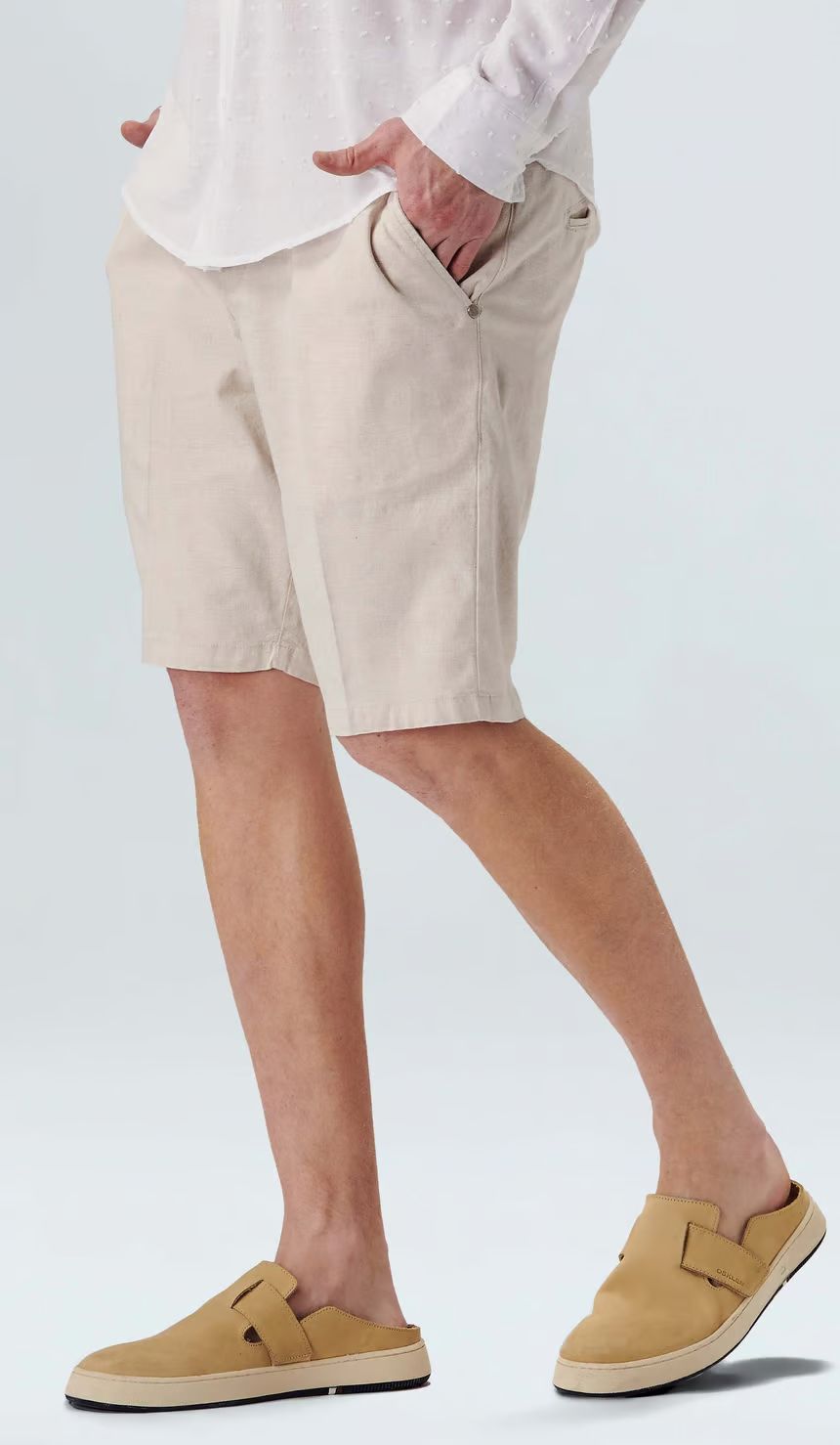 BERMUDA OSKLEN ALFAIATARIA BASIC LINEN CREME