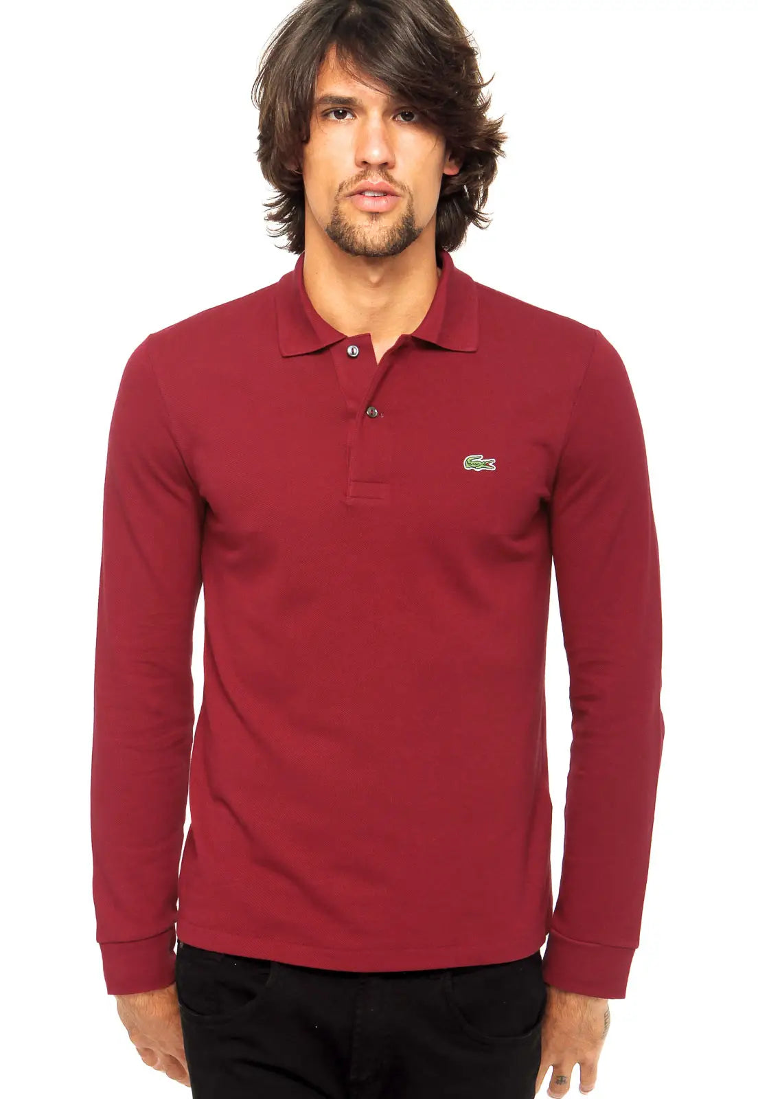 POLO LACOSTE ORIGINAL MANGA LONGA - BORDO