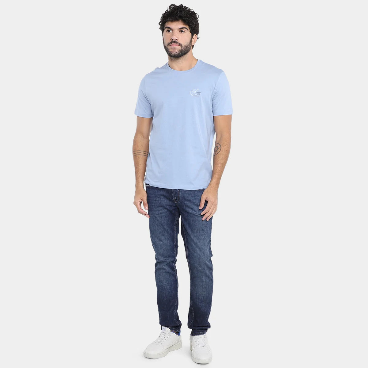 CAMISETA CALVIN KLEIN NATURALS PEITO AZUL CLARO