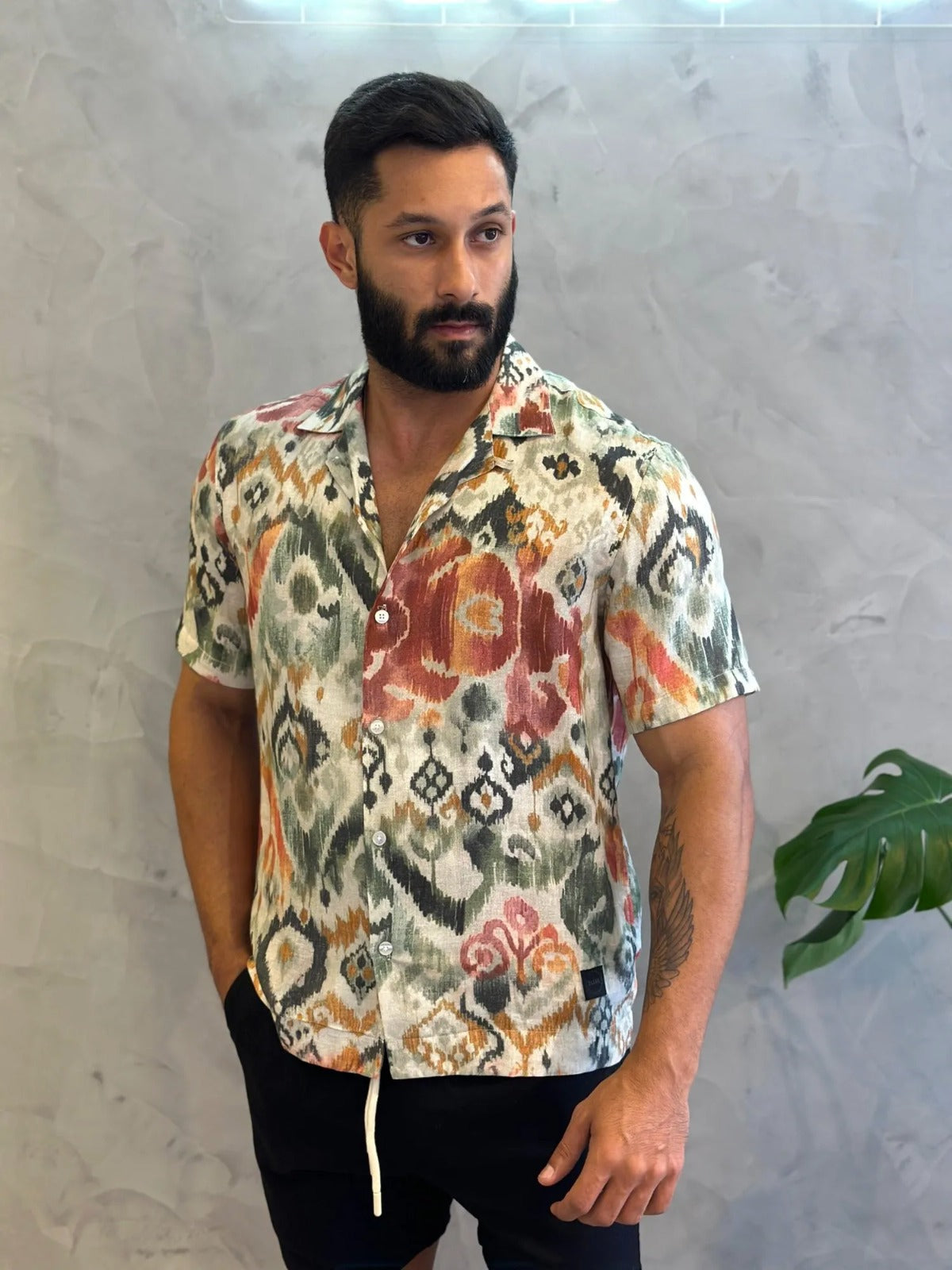 CAMISA ELLUS LINEN IKAT WATER AMERICAN