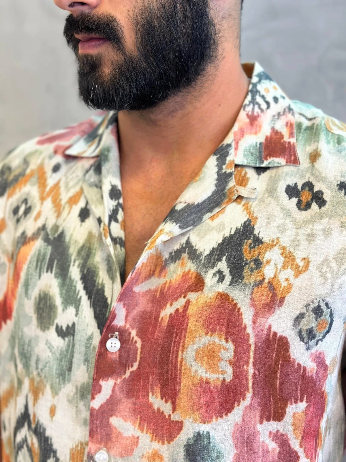 CAMISA ELLUS LINEN IKAT WATER AMERICAN