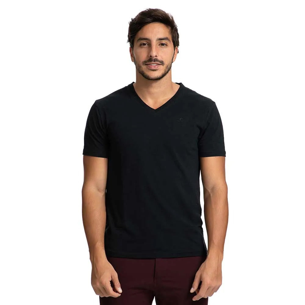 CAMISETA GOLA V STRETCH PRETO JAB