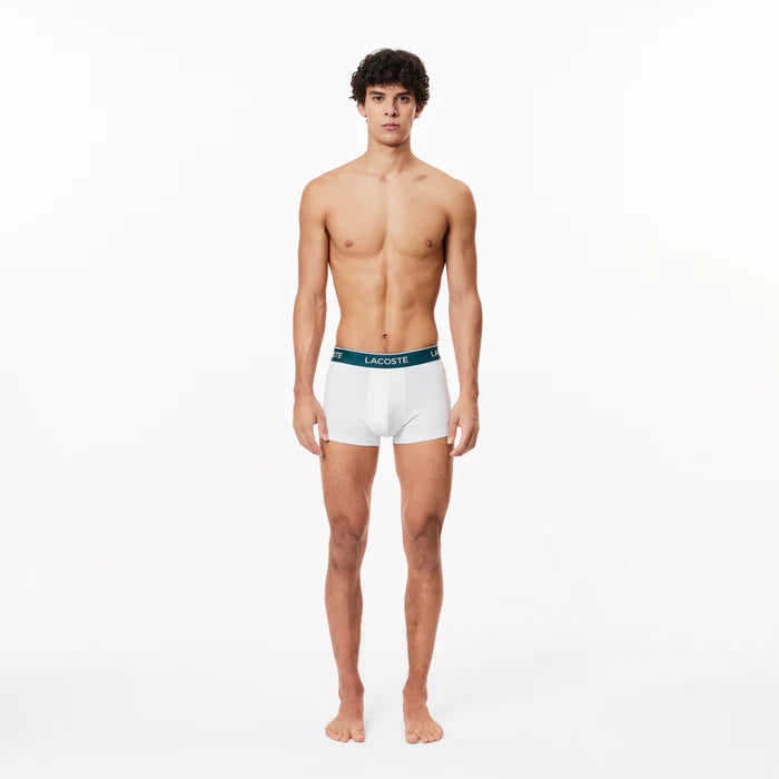CUECA LACOSTE PACK COM 3 CUECAS TRUNKS BRANCA
