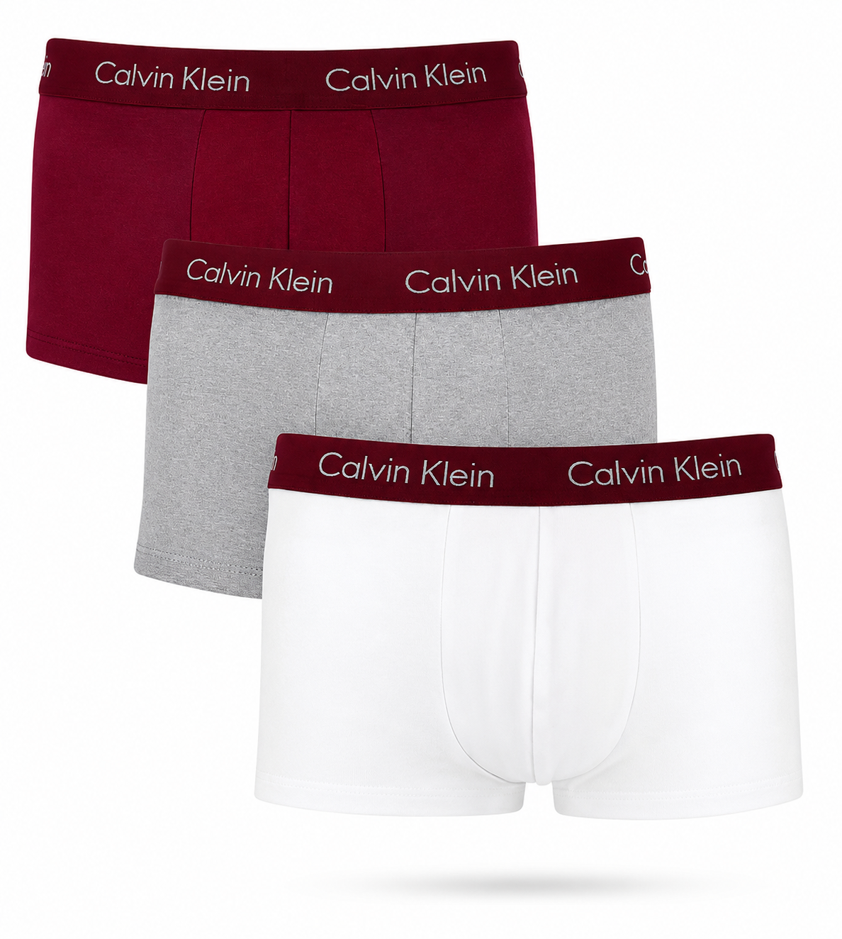 KIT 3 CUECAS CALVIN KLEIN LOW RISE TRUNK BORDO/CAQUI