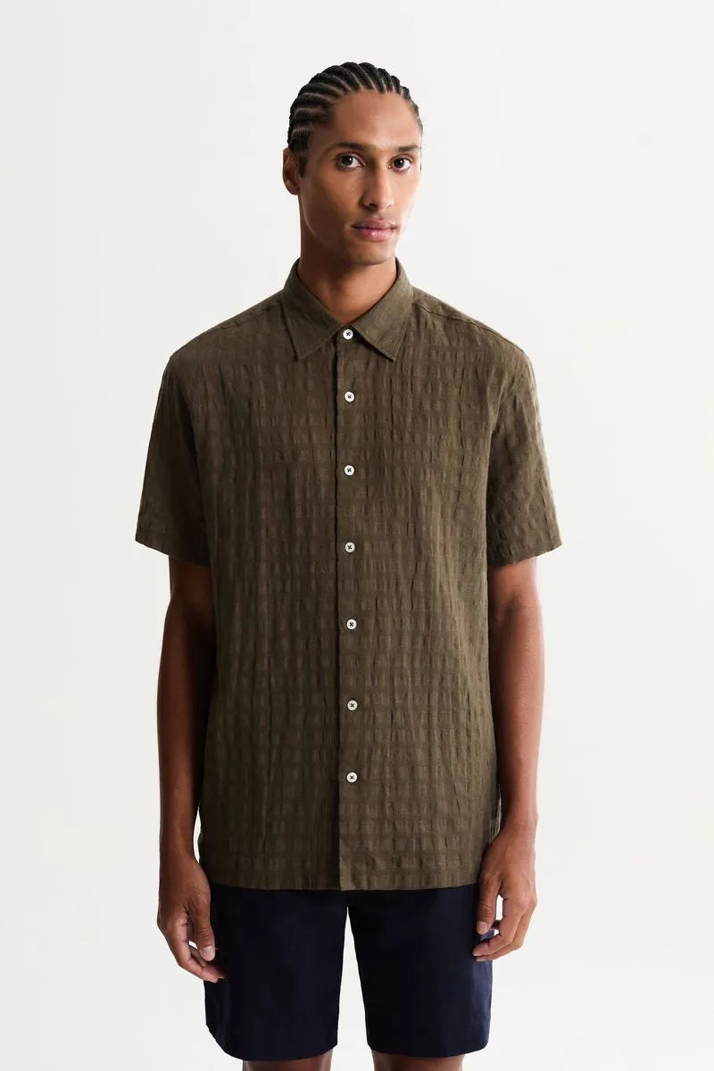CAMISA LINHO FOXTON MASCULINA LINHO HAVANA DARK