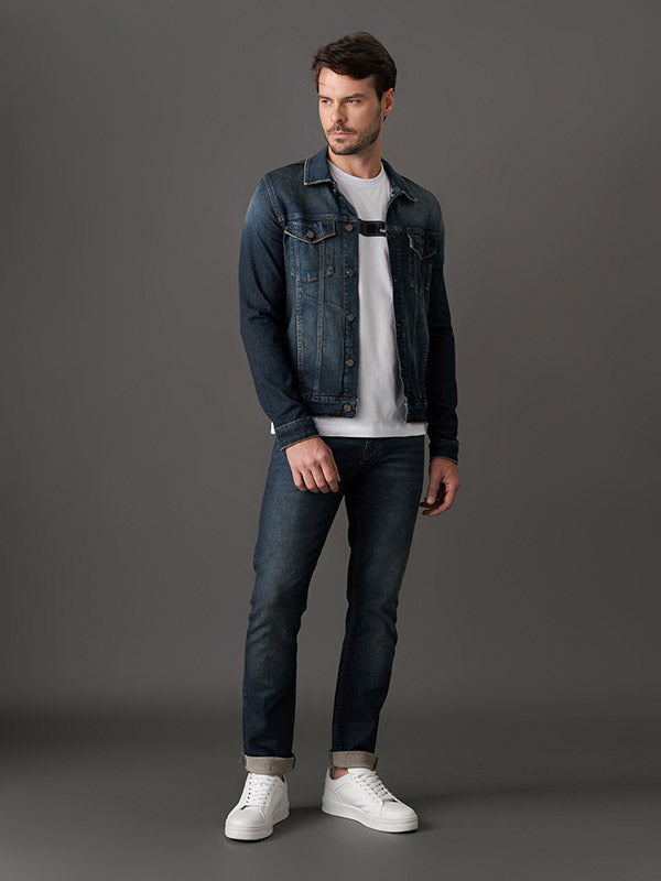 CALCA JEANS CALVIN KLEIN SLIM 5 POCKETS MARINHO