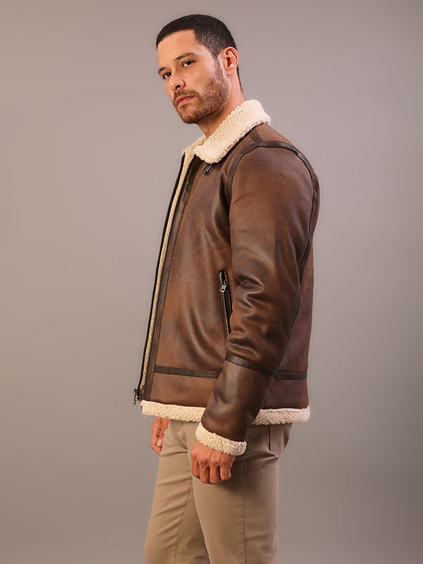 JAQUETA CALVIN KLEIN EM  FAKE SUEDE COM PELO