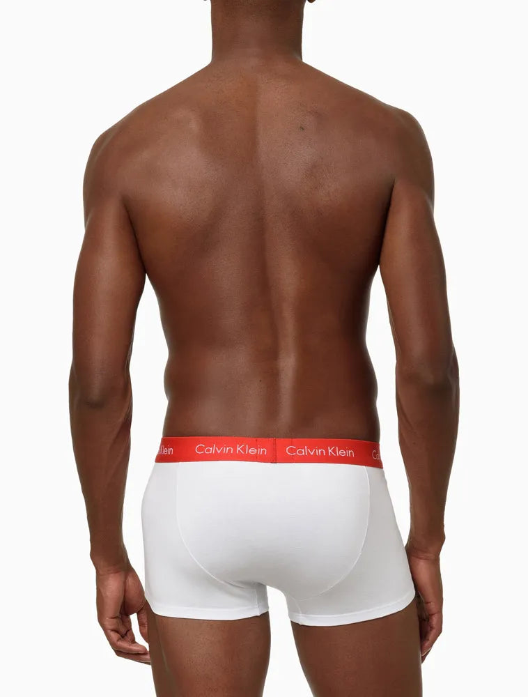 KIT 3 CUECAS CALVIN KLEIN  LOW RISE TRUNK CLASSIC VERMELHO COM BRANCO