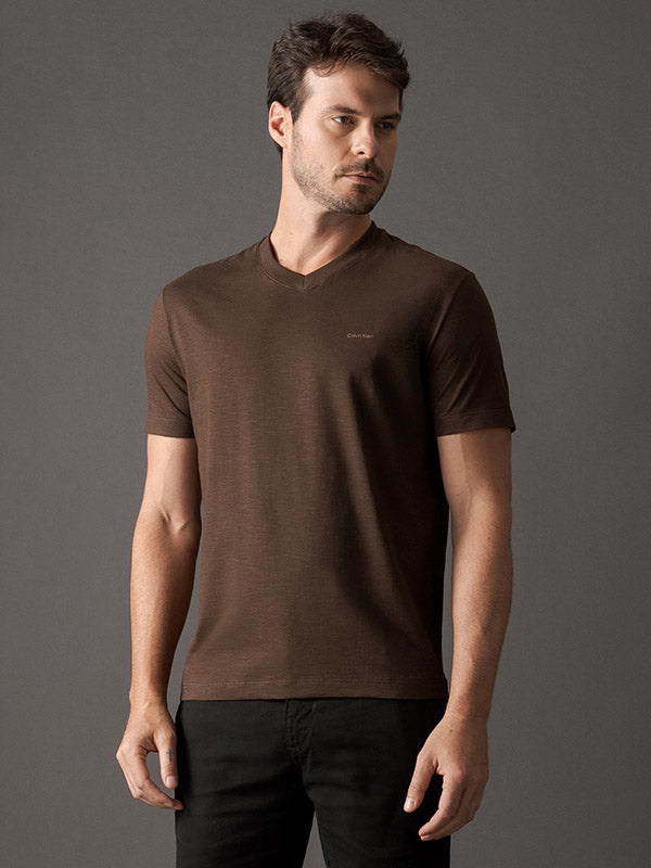 CAMISETA CALVIN KLEIN MASCULINA SLIM FLAME GOLA V