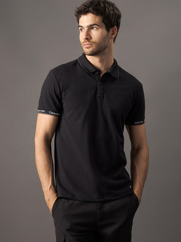 POLO CALVIN KLEIN LOGO PUNHO PRETO