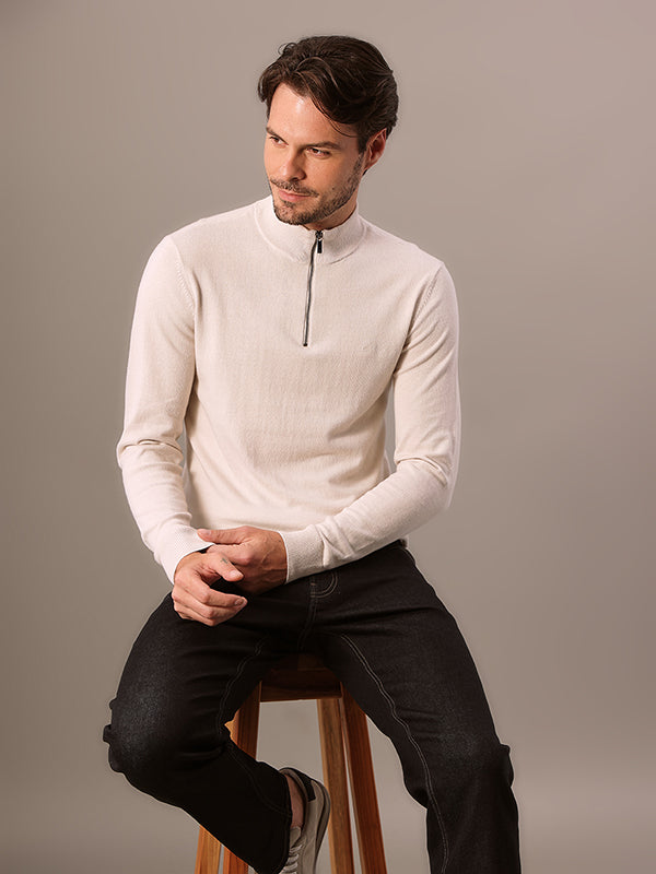 SUETER TRICOT CALVIN KLEIN MEIO ZIPER