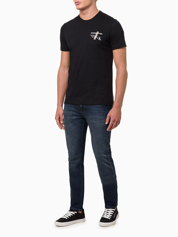 CALCA JEANS CALVIN KLEIN MASCULINA SKINNY FILI DUPLO MARINHO