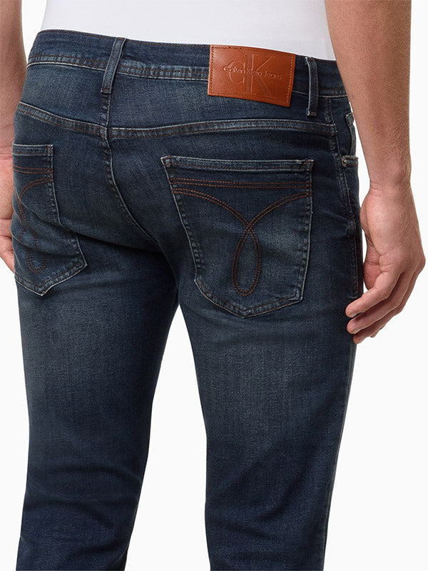 CALCA JEANS CALVIN KLEIN MASCULINA SKINNY FILI DUPLO MARINHO