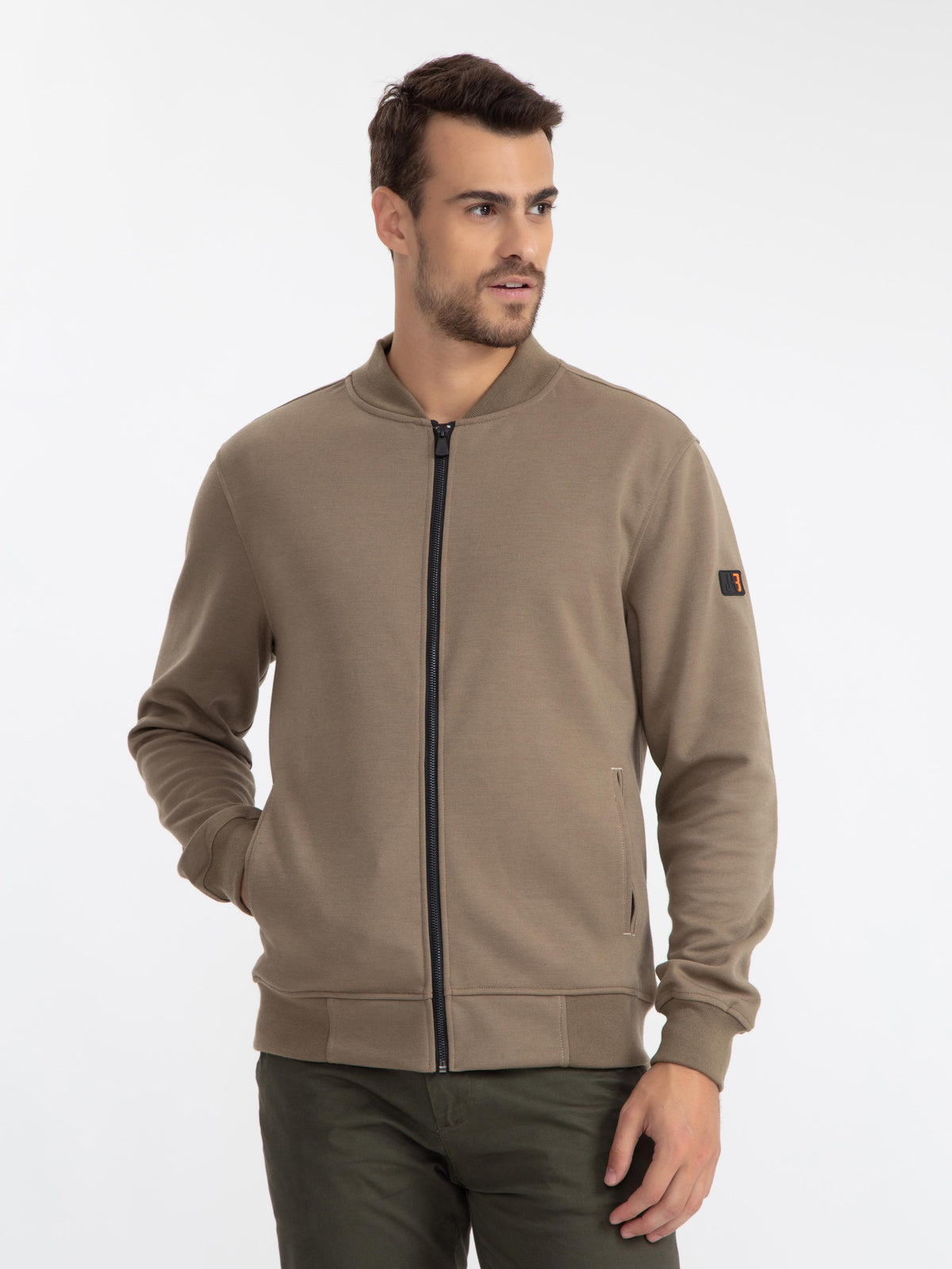 JAQUETA BOMBER MOLETOM KHAKI - JAB