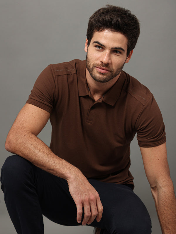 POLO CALVIN KLEIN MASCULINA SLIM RECORTE LOGO OMBRO