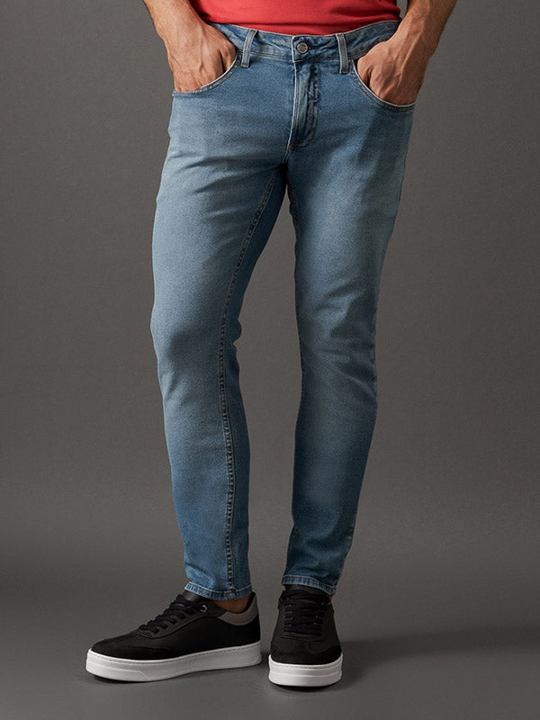 CALCA CALVIN KLEIN MASCULINA SUPER SKINNY 5 POCKETS AZUL