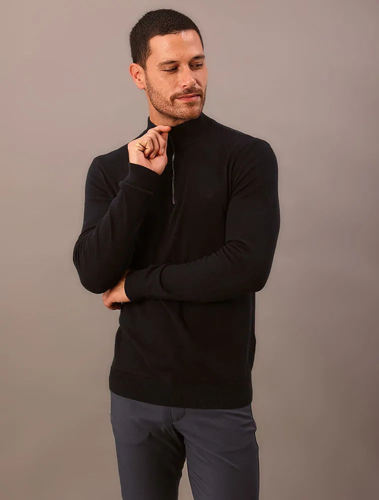 SUETER TRICOT CALVIN KLEIN MEIO ZIPER