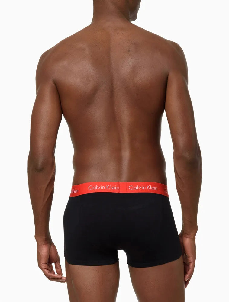 KIT 3 CUECAS CALVIN KLEIN  LOW RISE TRUNK CLASSIC VERMELHO COM BRANCO