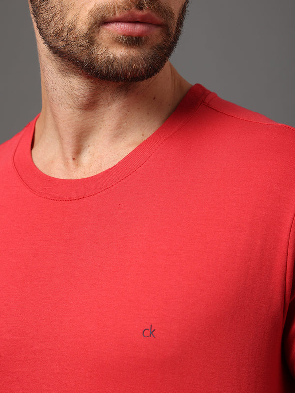CAMISETA  MASCULINA CALVIN KLEIN MEIA MALHA VERMELHO