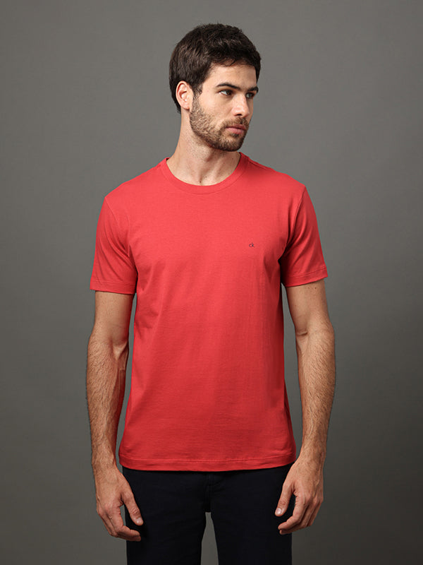 CAMISETA  MASCULINA CALVIN KLEIN MEIA MALHA VERMELHO