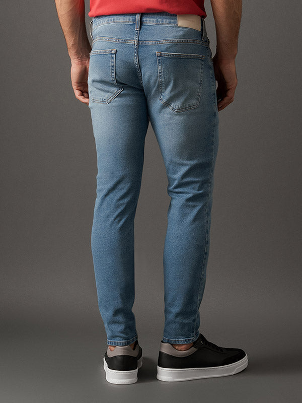 CALCA CALVIN KLEIN MASCULINA SUPER SKINNY 5 POCKETS AZUL