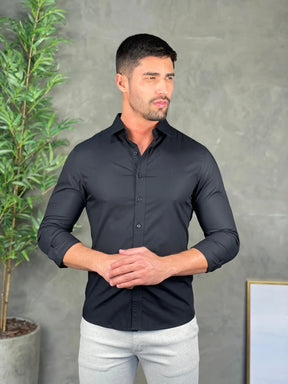 CAMISA ELLUS TRICOLINE LY SLIM ITALIAN PRETO