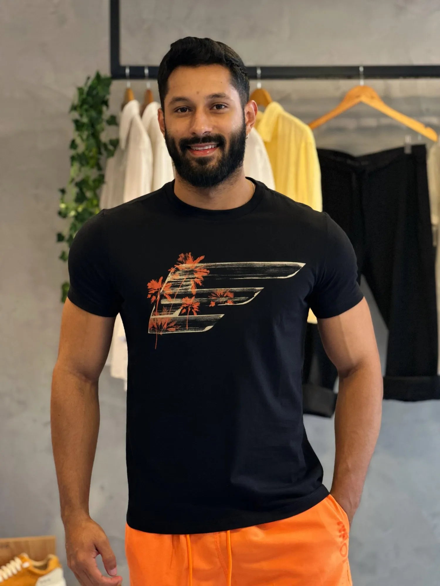 CAMISETA ELLUS FINE MAXI EASA TREES PRETO
